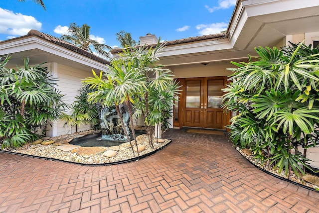 entrance to property with french doors