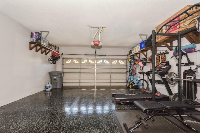 garage with a garage door opener