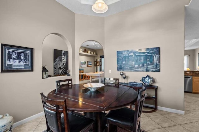 dining room featuring light tile patterned floors and pool table