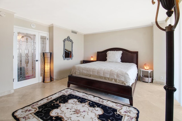 bedroom featuring crown molding