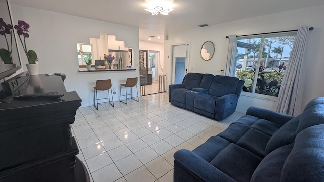 view of tiled living room