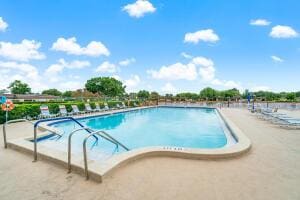 view of swimming pool with a patio area