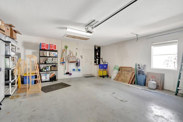 garage with a garage door opener