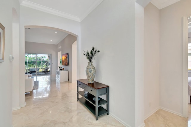 corridor with crown molding