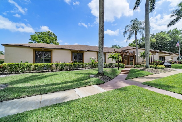 ranch-style house featuring a front yard