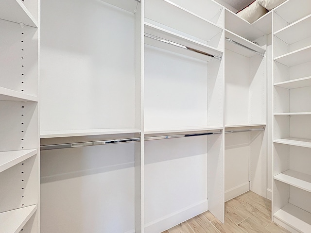 spacious closet with light hardwood / wood-style flooring