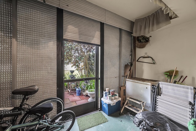 interior space featuring concrete floors