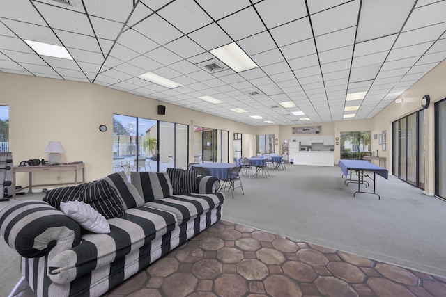 living room featuring carpet floors