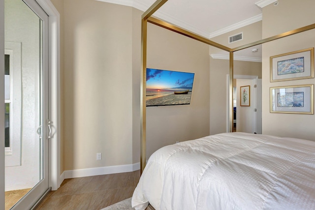 bedroom with ornamental molding