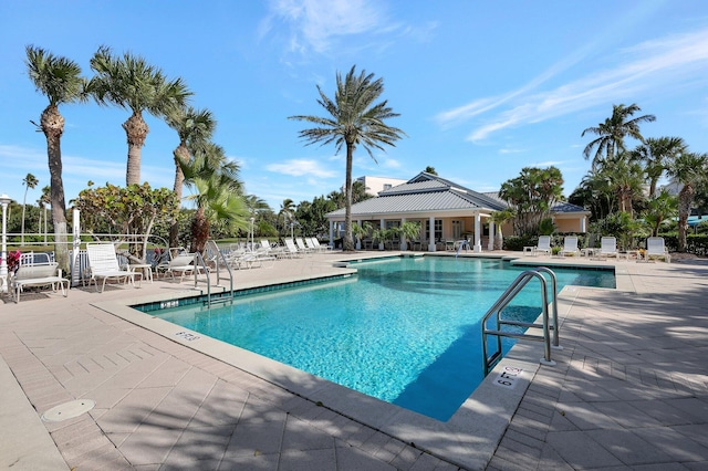 view of pool featuring a patio