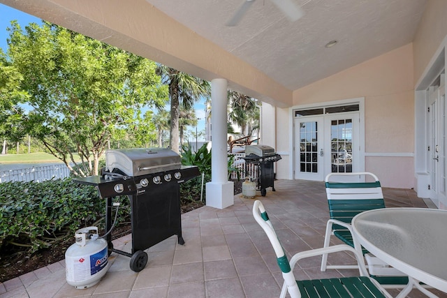 view of patio / terrace with grilling area and french doors