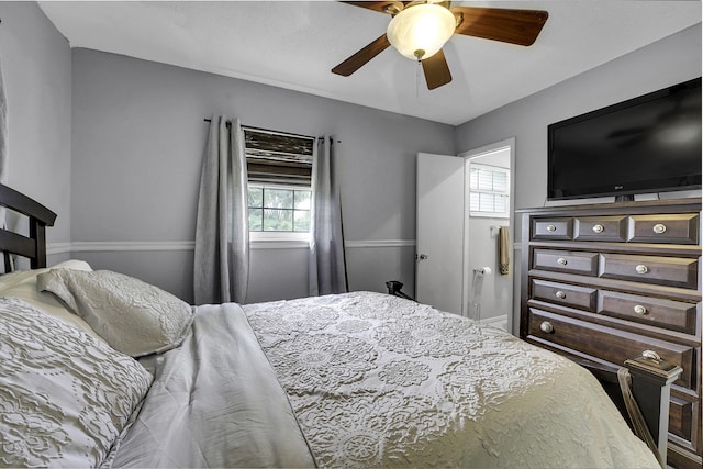 bedroom featuring ceiling fan