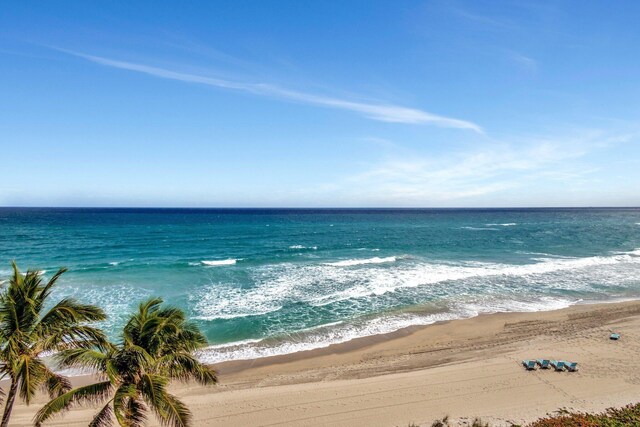 view of water feature with a view of the beach