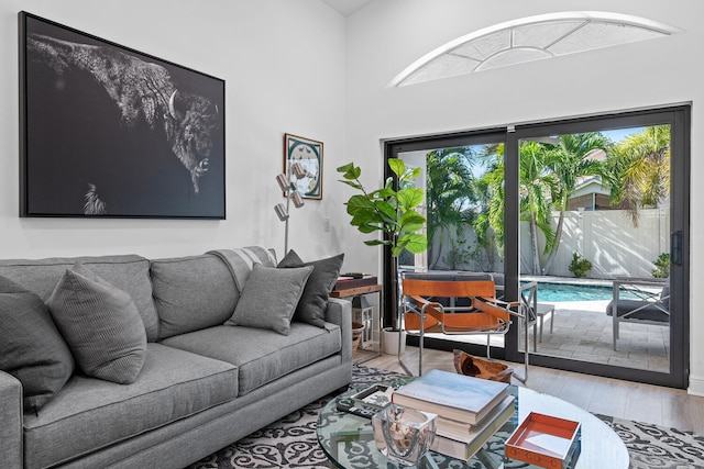 living room featuring light hardwood / wood-style floors