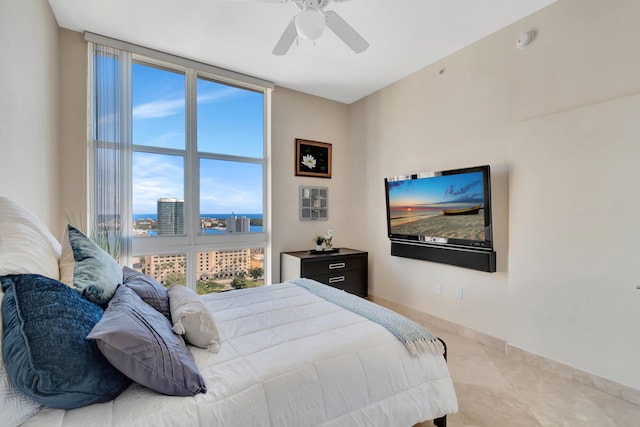 bedroom featuring ceiling fan