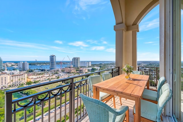 balcony with a water view