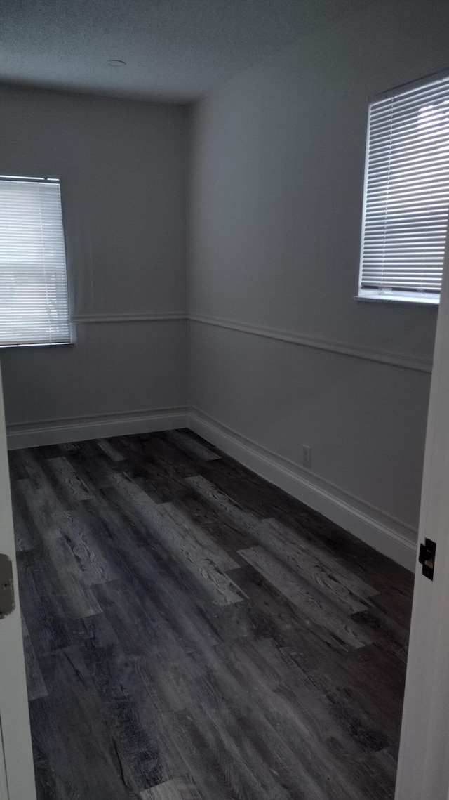 spare room with dark wood-type flooring