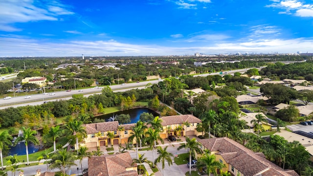 bird's eye view featuring a water view