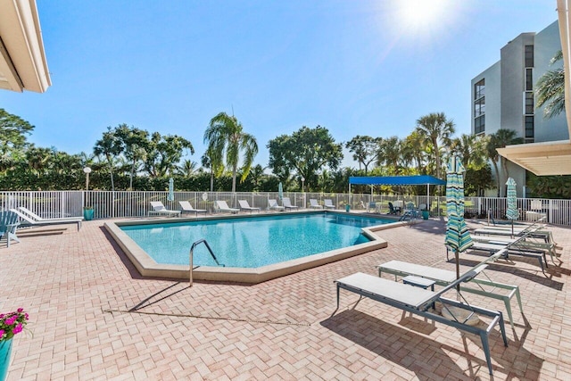 view of pool featuring a patio area