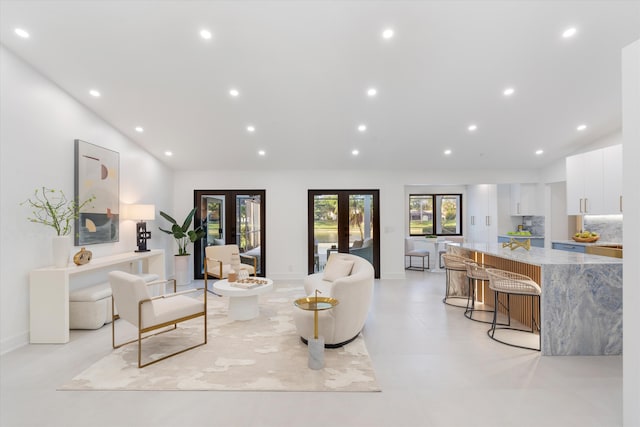 living room with french doors