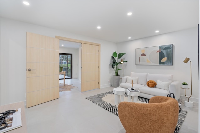 living room featuring french doors