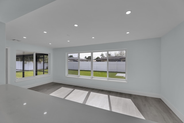 spare room featuring a healthy amount of sunlight and wood-type flooring