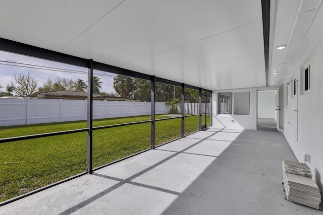 view of unfurnished sunroom