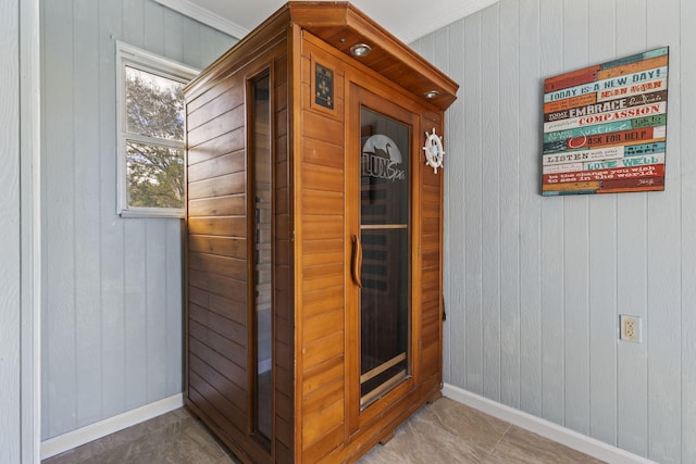 interior space featuring crown molding