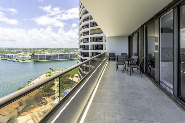 balcony with a water view