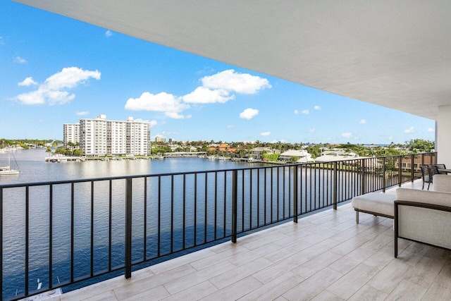 balcony with a water view