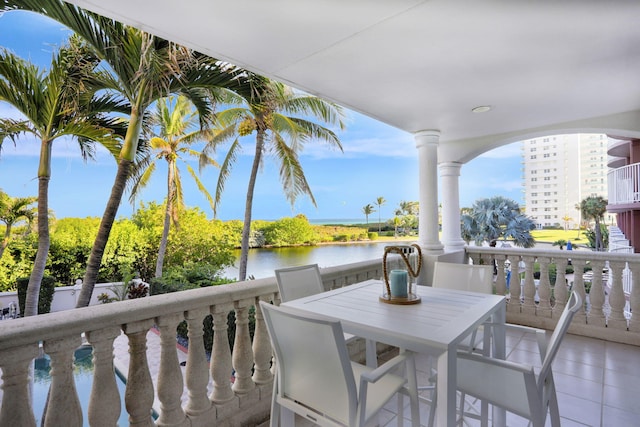 balcony with a water view