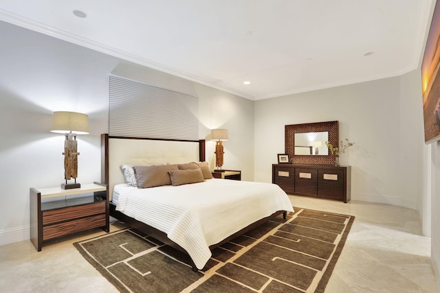 bedroom with ornamental molding