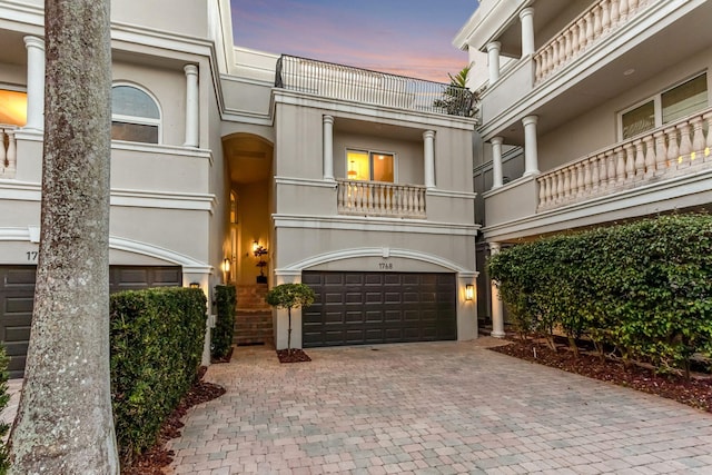 exterior space featuring a garage