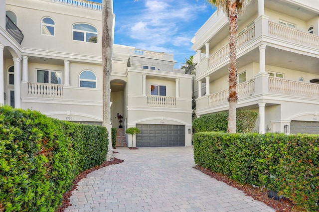 view of building exterior with a garage