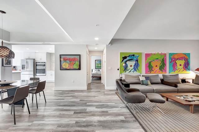 living room with light wood-type flooring