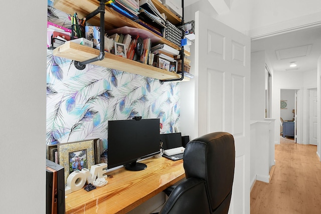 office area featuring wood-type flooring