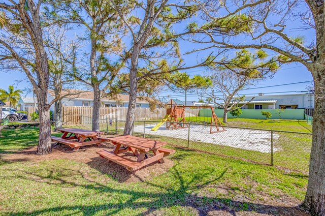 view of yard featuring a playground