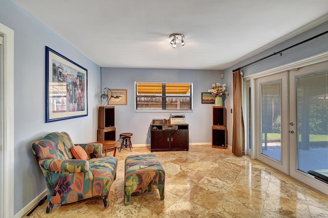 sitting room with french doors