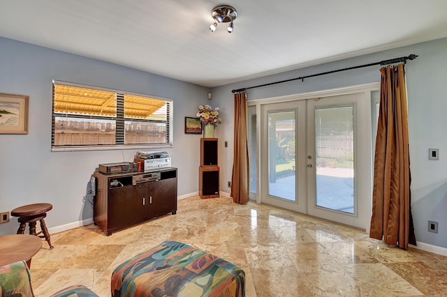 living area featuring french doors