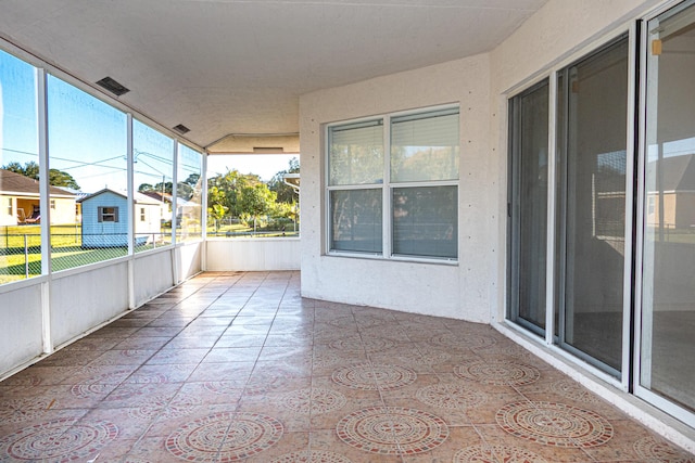 view of unfurnished sunroom