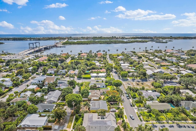 bird's eye view featuring a water view