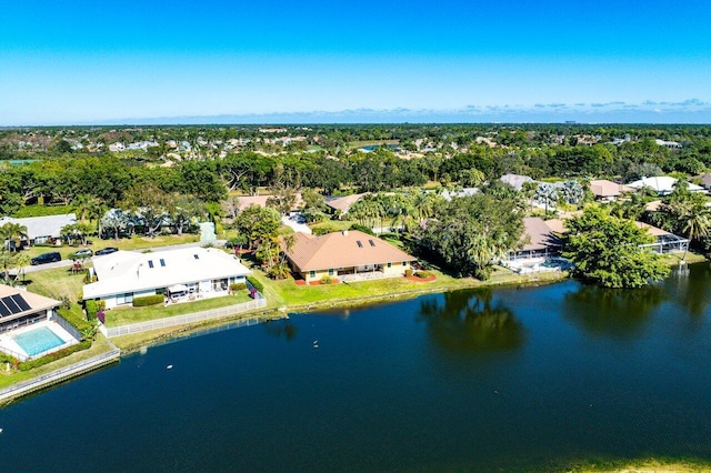 bird's eye view featuring a water view