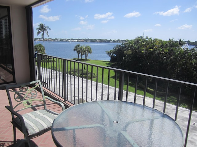 balcony with a water view