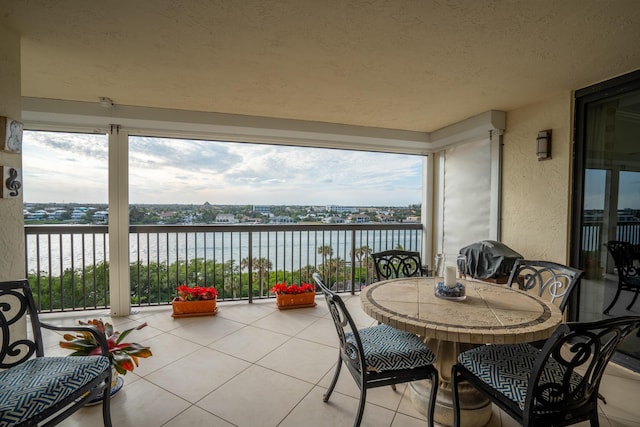 balcony with a water view