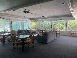 dining area featuring ceiling fan