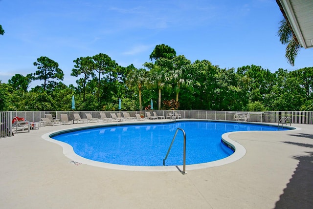 view of swimming pool with a patio