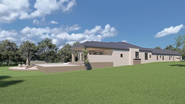 2861 SE S Lookout Blvd, Port Saint Lucie, FL 34984 - rear view of house featuring a lawn and stucco siding