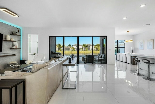 view of tiled living room