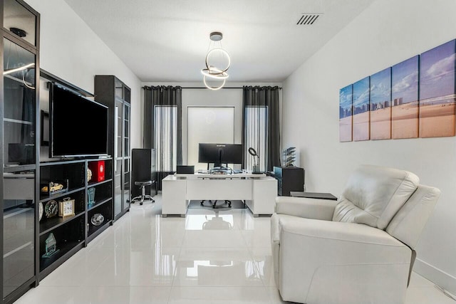 view of tiled living room