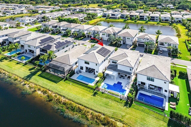 bird's eye view featuring a water view